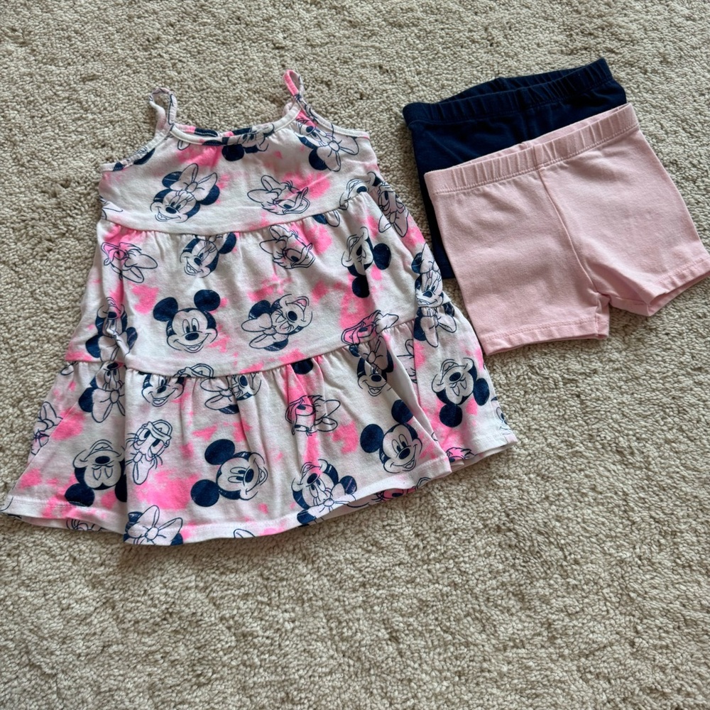 12M Disney Baby Jumping Beans Minnie Mouse Tank Dress & Shorts Set